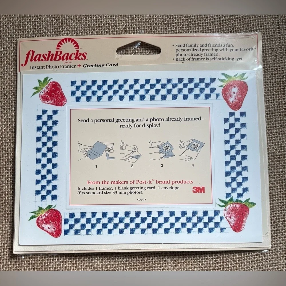 Vintage Cardboard Flashbacks Strawberry Instant Photo Frame Greeting Card